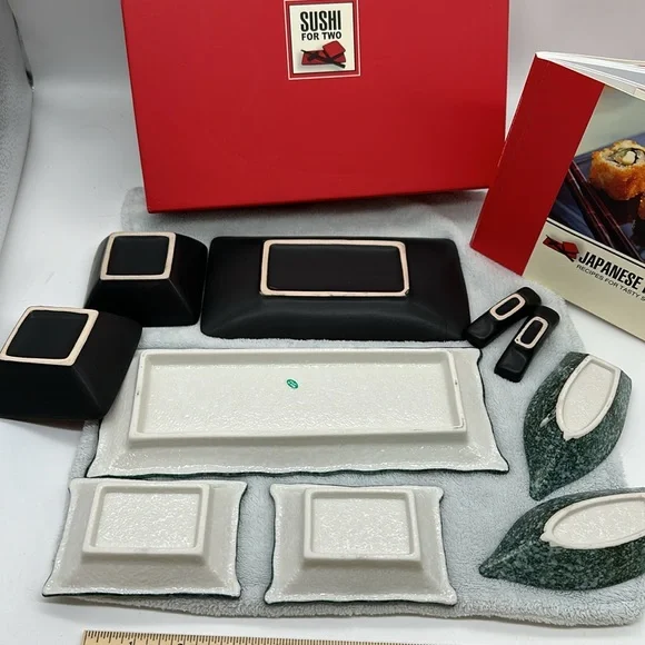 Sushi For Two Box Kit-Includes Ceramic/Porcelain Trays & Dishes w/How-to Book - Picture 6 of 16